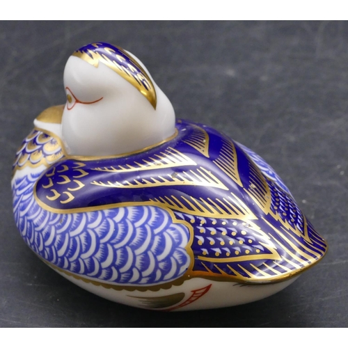 172 - A Royal Crown Derby Imari patterned figure of a duck, 12cm long