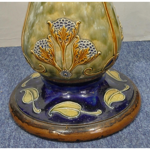 190 - A Royal Doulton glazed earthenware round bulbous shaped jardinière on further round bulbous stand wi... 