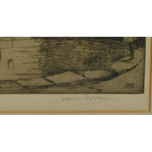 226 - Stewart Robertson, 2 signed black and white etchings 