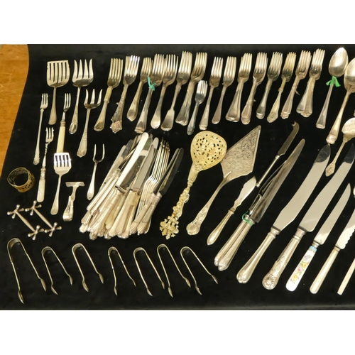 243 - A large quantity of various silver plated flatware, including carving knives etc