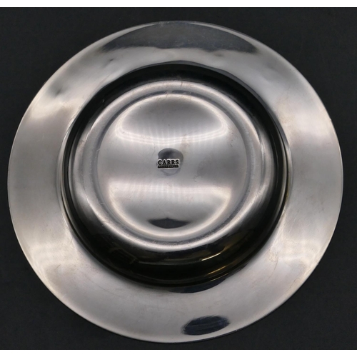 341 - A modern London 'Carrs' plain silver round dish, 10cm diameter, 1.7oz.