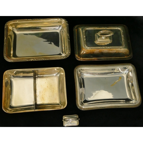 368 - A silver plated rectangular shaped entrée dish with cover and raised floral and reeded rim enclosing... 