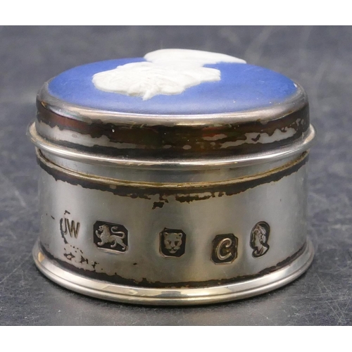 385 - A Modern Limited Edition London silver and Wedgwood Jasperware pill box 