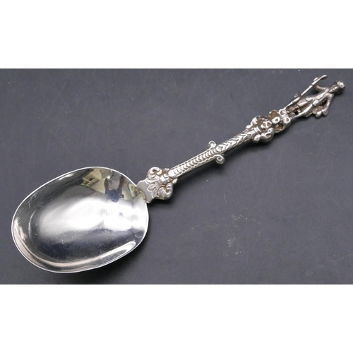 389 - A Victorian silver spoon with figure motif to handle, London 1864, 2.1oz