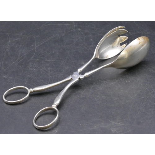 392 - A pair of Birmingham silver hinged salad tongs, 4.5oz