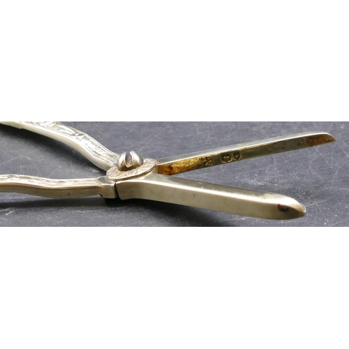 397 - A pair of late Victorian silver gilt grape scissors with raised figure, grape and vine decoration, L... 