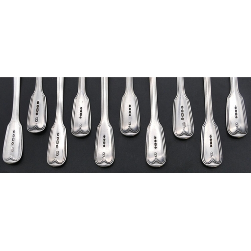 420 - A set of 10 early Victorian silver teaspoons, London 1843, maker's mark WE, 9.9oz