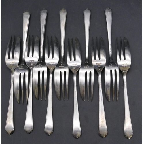 427 - A set of 11 Birmingham silver cake forks, maker's mark BBS Ltd., 9.3oz