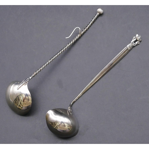 449 - A 925 Continental silver small ladle, maker's mark GS and a 925 small silver ladle with twist handle... 