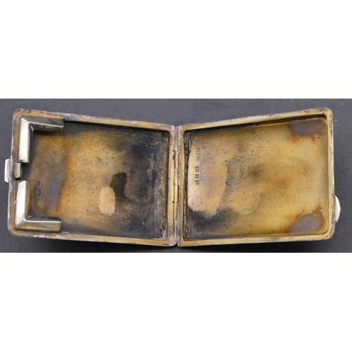 481 - A George VI silver and pale green enamelled matchbox holder, London 1937, maker's mark J.W.B. Ltd. (... 