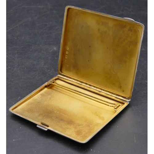 483 - A George V silver and pale green enamelled cigarette case with hinged front, Birmingham 1933, maker'... 