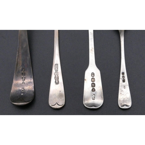 486 - A Victorian silver sifter spoon, a Georgian silver salt spoon, a silver mustard spoon and a silver t... 