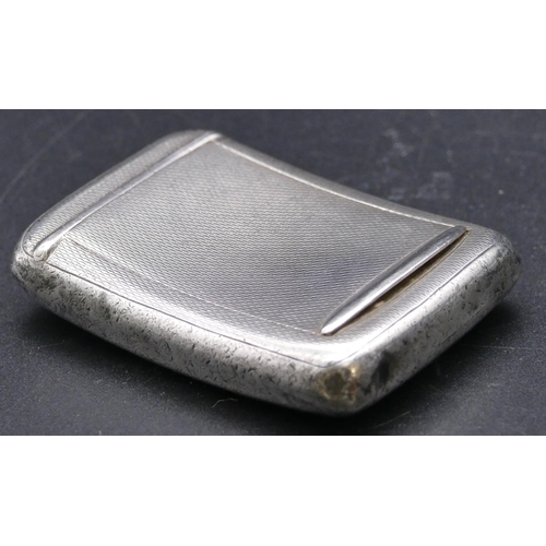 490 - A Birmingham silver concave shaped snuff box with allover engine turned decoration and hinged top, B... 