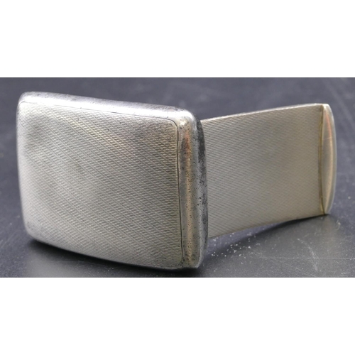 490 - A Birmingham silver concave shaped snuff box with allover engine turned decoration and hinged top, B... 