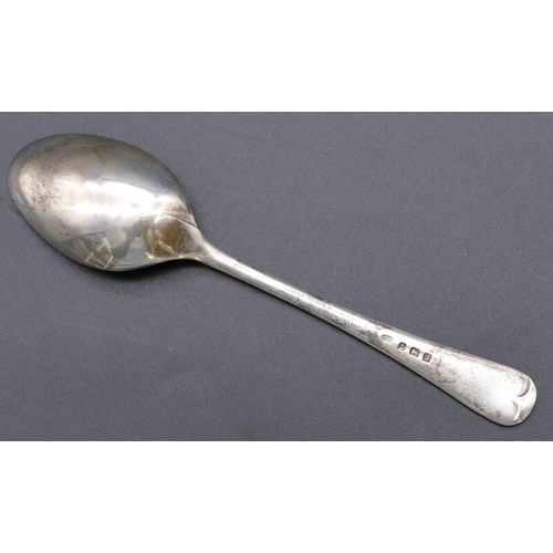 493 - A Birmingham plain silver child's spoon in fitted black leather case, 0.8oz