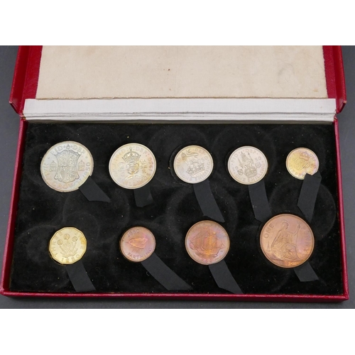 705 - UK 1950 proof coin set in original Royal Mint box complete set 9 coins, 1/4d to 2/6d,