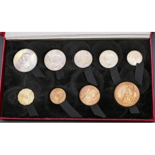 705 - UK 1950 proof coin set in original Royal Mint box complete set 9 coins, 1/4d to 2/6d,