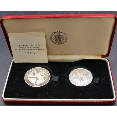 708 - An Iceland 1974 silver proof 2 coin set 