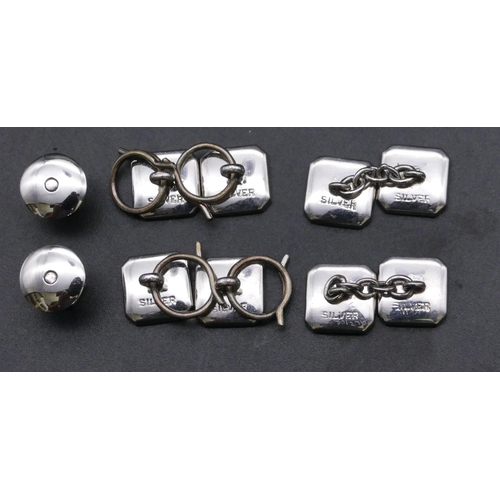 714 - A pair of gentleman's square sterling silver cufflinks with Mother of Pearl decoration complete with... 