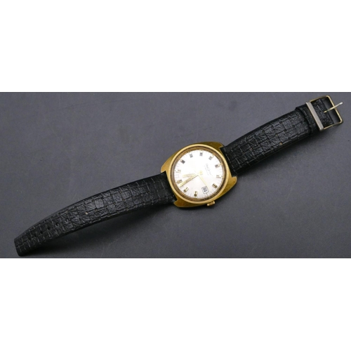 737 - A vintage Paul Jobin automatic wristwatch, 25 jewel with seconds hand and calendar, leather strap br... 