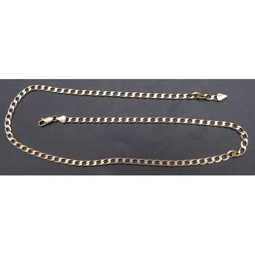 755 - A 9ct gold flat linked chain, 49.5cm long, 11.4 grams