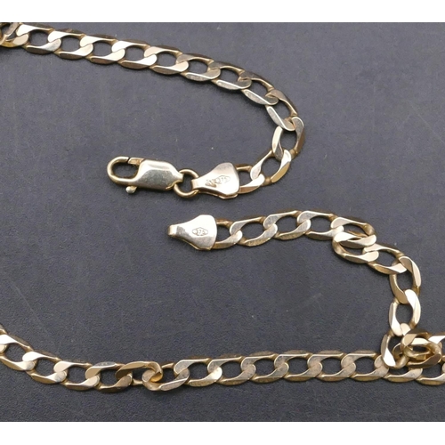 755 - A 9ct gold flat linked chain, 49.5cm long, 11.4 grams