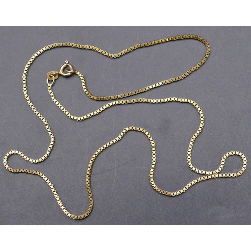 766 - A 9ct gold square linked chain, 55cm long, 6.2 grams