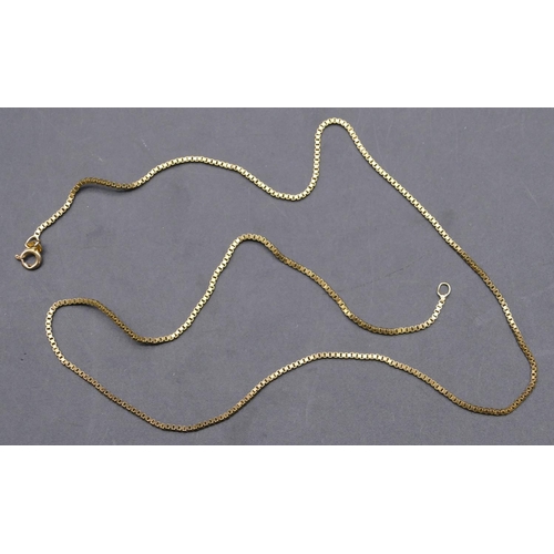 766 - A 9ct gold square linked chain, 55cm long, 6.2 grams