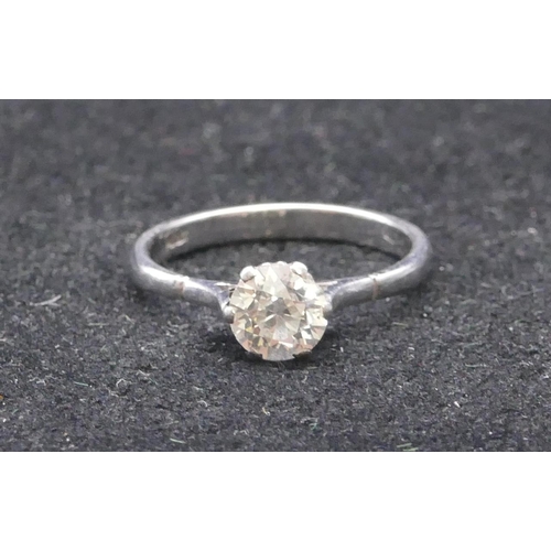 772 - A platinum ladies' solitaire diamond ring, approx. 0.90 carat, size P/Q, 4.1 grams gross