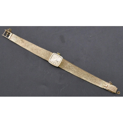 779 - A Tissot 9ct gold wristwatch with square dial, matching strap bracelet, 21.7 grams gross without mov... 