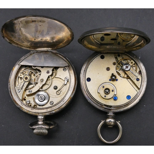 785 - JW Benson, London silver open faced pocket watch with white enamel dial and seconds dial (working), ... 