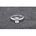 A platinum ladies emerald cut solitaire diamond ring, size 0.90ct, clarity S12, colour grade D, with... 