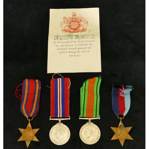 818 - 4 WWII medals, Defence Medal, 39-45 medal, Burma Star and 39-45 star, with box.