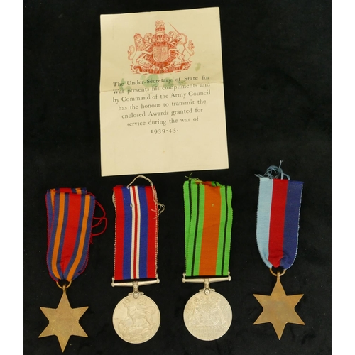 818 - 4 WWII medals, Defence Medal, 39-45 medal, Burma Star and 39-45 star, with box.