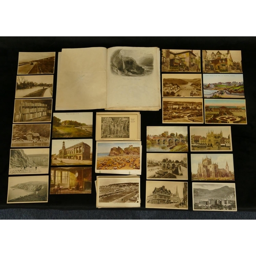 833 - A quantity of various postcards and a small quantity of engravings mounted with pressed plants