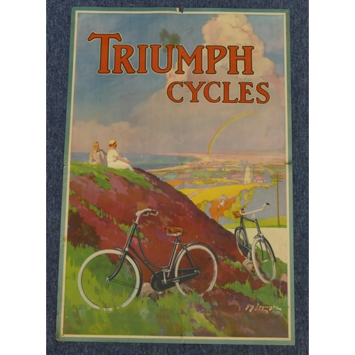 979 - An original vintage advertising poster for Triumph Cycles, illustration by Guy Lipscombe, featuring ... 