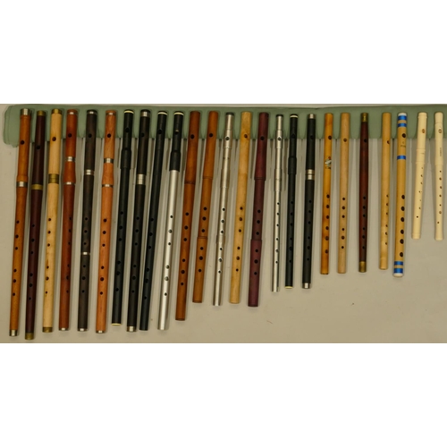 988 - 25 various wood, aluminium and plastic flutes and fifes, makers include Angus, Tony Dixon, Aulos and... 