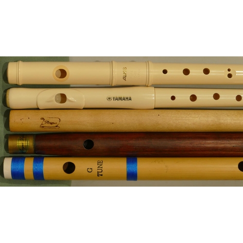 988 - 25 various wood, aluminium and plastic flutes and fifes, makers include Angus, Tony Dixon, Aulos and... 