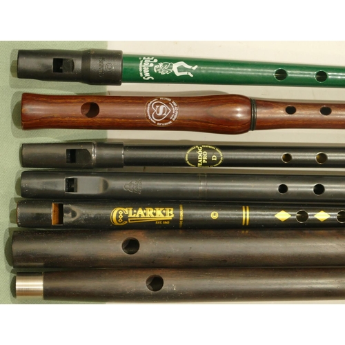 990 - 24 various wood, brass, aluminium and plastic small recorders, whistles and flutes  including Tony D... 