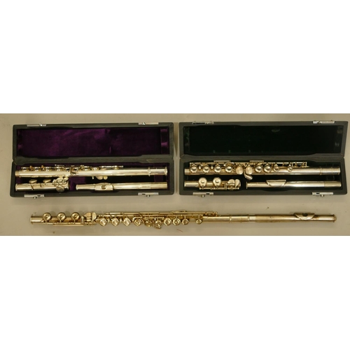 993 - A Pearl flute PF-501, serial number 38169, cased, a Trevor James flute 5 x E, serial number 11967, c... 