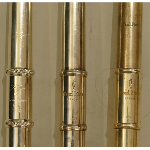 993 - A Pearl flute PF-501, serial number 38169, cased, a Trevor James flute 5 x E, serial number 11967, c... 