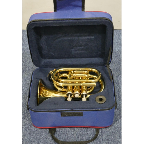 996 - John Packer JP159 Bb pocket trumpet, in zipped case.