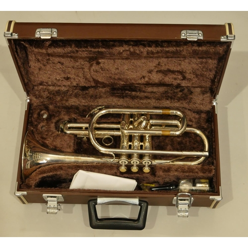 997 - Yamaha Cornet stamped YCR-231s, Yamaha mouthpiece 11E4 in a Yamaha brown hard case.