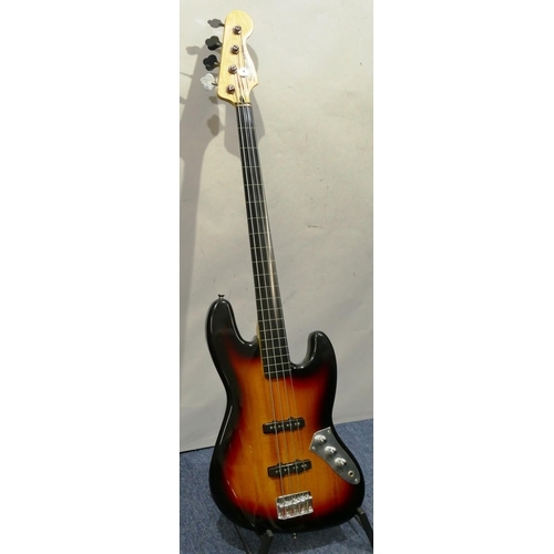 1077 - Squire by Fender jazz bass 4-string bass guitar numbered s/nICS17041427, overall length 118cm.