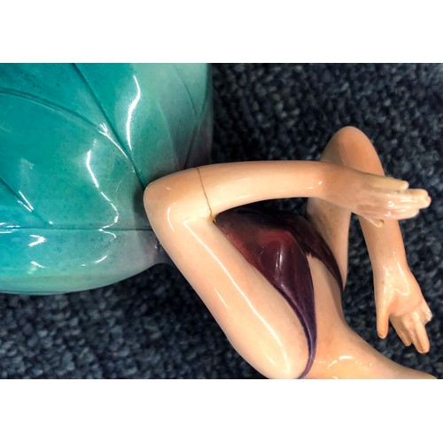 6146 - An Austrian Art Deco figurine, 17.5cm high (body and arm cracked - see photos), a Crown Devon lustre... 