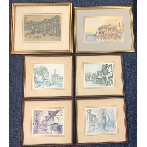 6170 - 4 limited edition pictures, 2 of Horsham - Causeway, Shere and Reigate, all signed and in wood and g... 