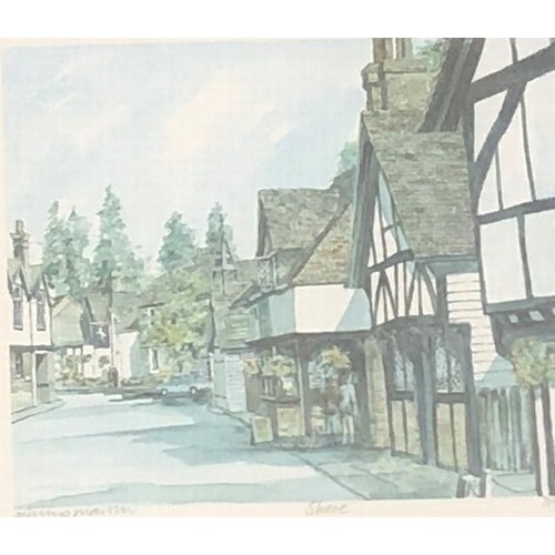 6170 - 4 limited edition pictures, 2 of Horsham - Causeway, Shere and Reigate, all signed and in wood and g... 