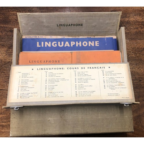 6171 - Vintage Linguaphone French Language Course containing records and text books in hard carrying case.