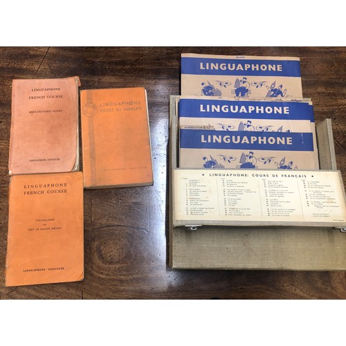 6171 - Vintage Linguaphone French Language Course containing records and text books in hard carrying case.