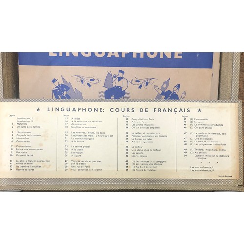 6171 - Vintage Linguaphone French Language Course containing records and text books in hard carrying case.